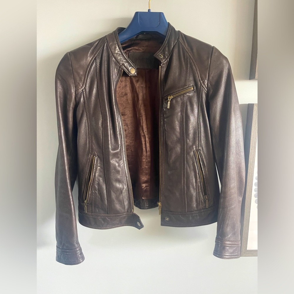 Whetblu size S leather jacket dark brown